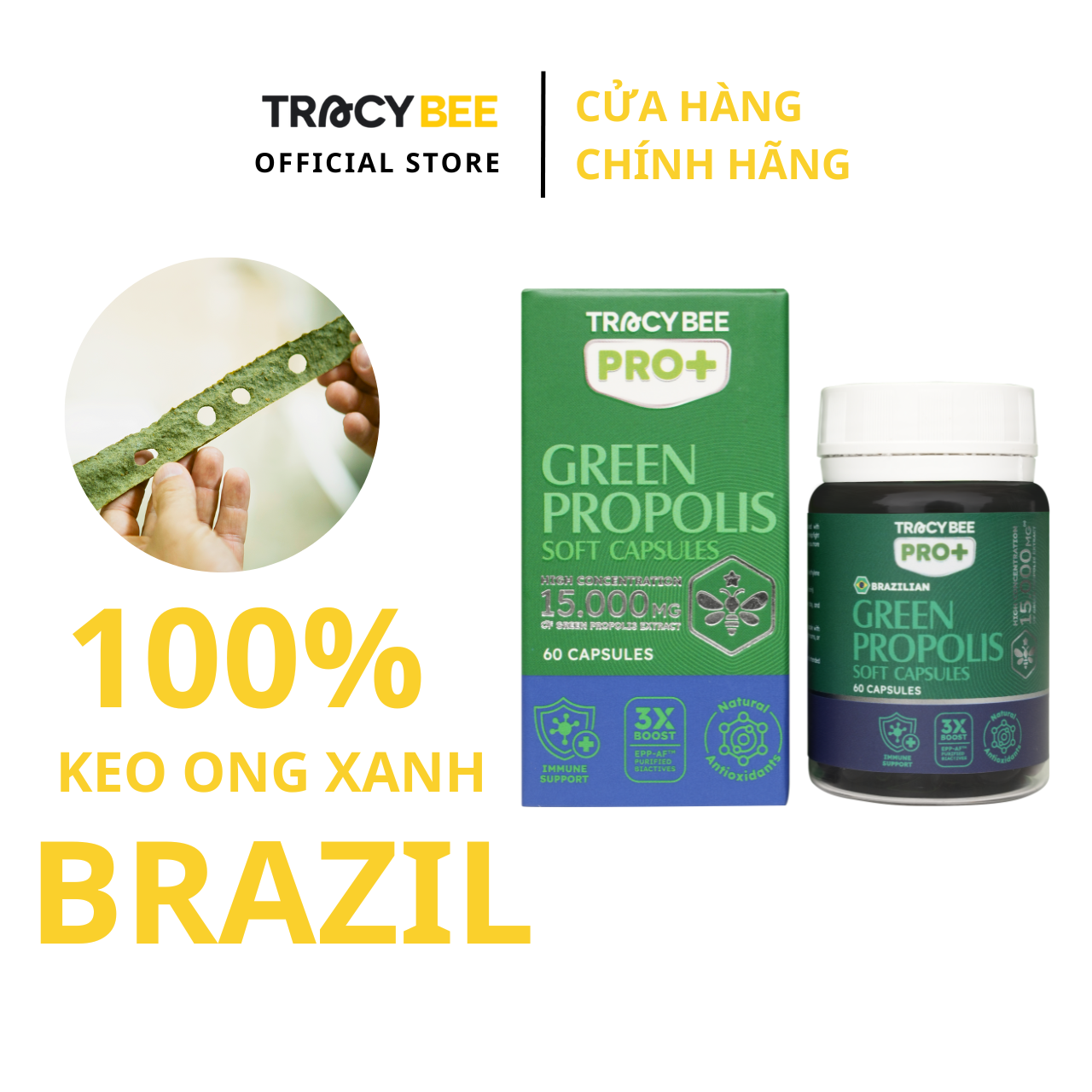 Viên uống Keo Ong Xanh Propolis Tracybee  (60 viên) - Phân phối chính hãng