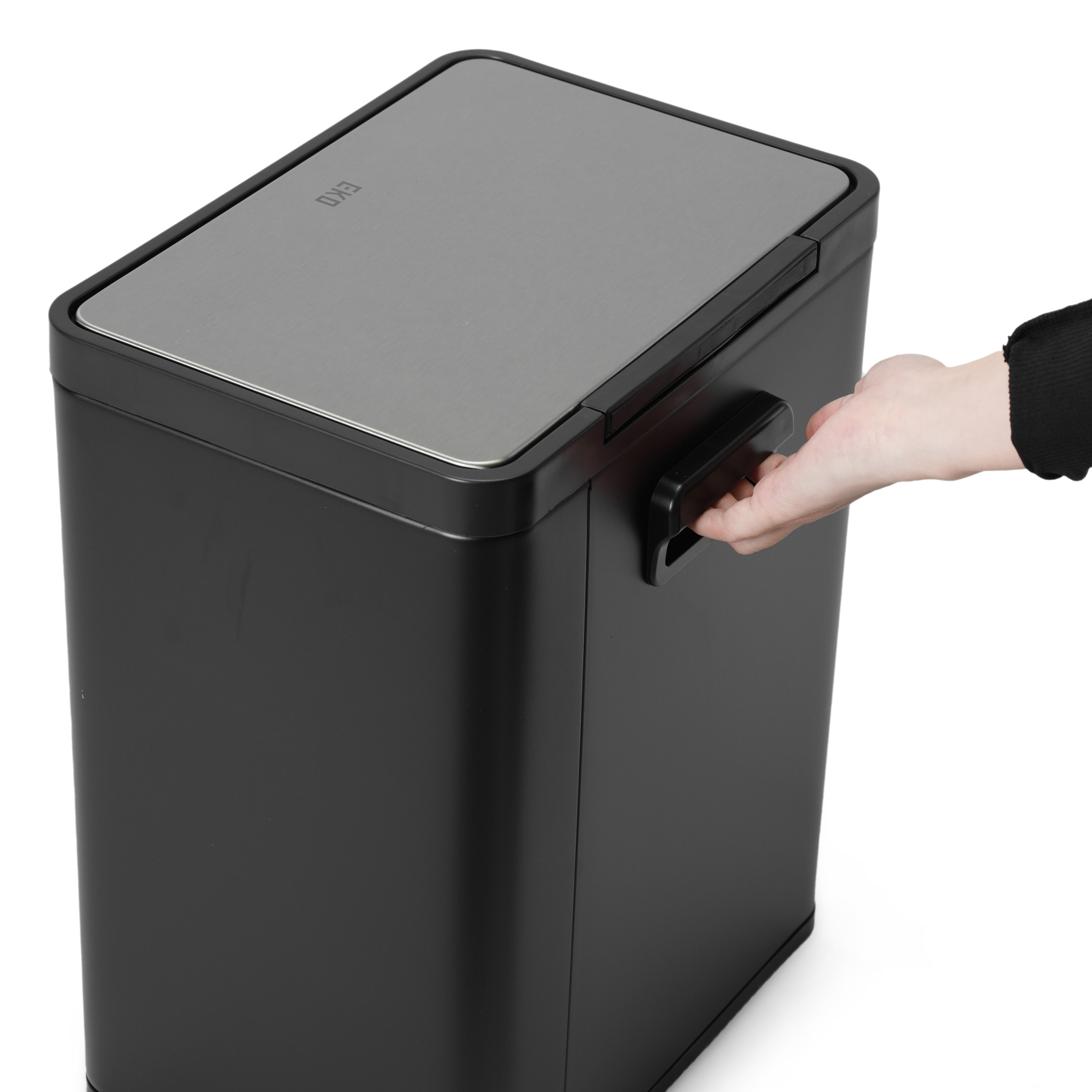 Thùng rác inox 12L nắp bật, chống ồn Eko - Đen_384622