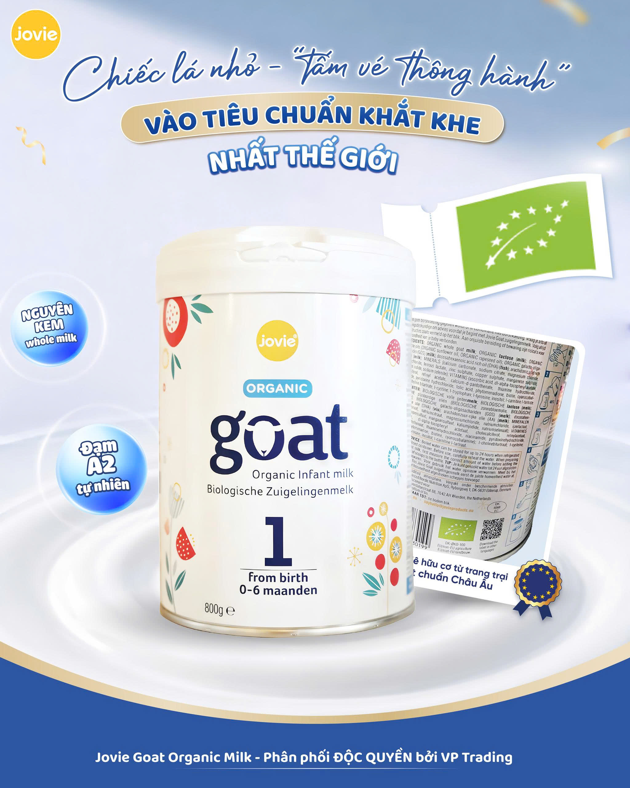 Sữạ Jovie Goat số 1 cho trẻ từ 0-6 tháng tuổi 800g - Phân phối chính hãng