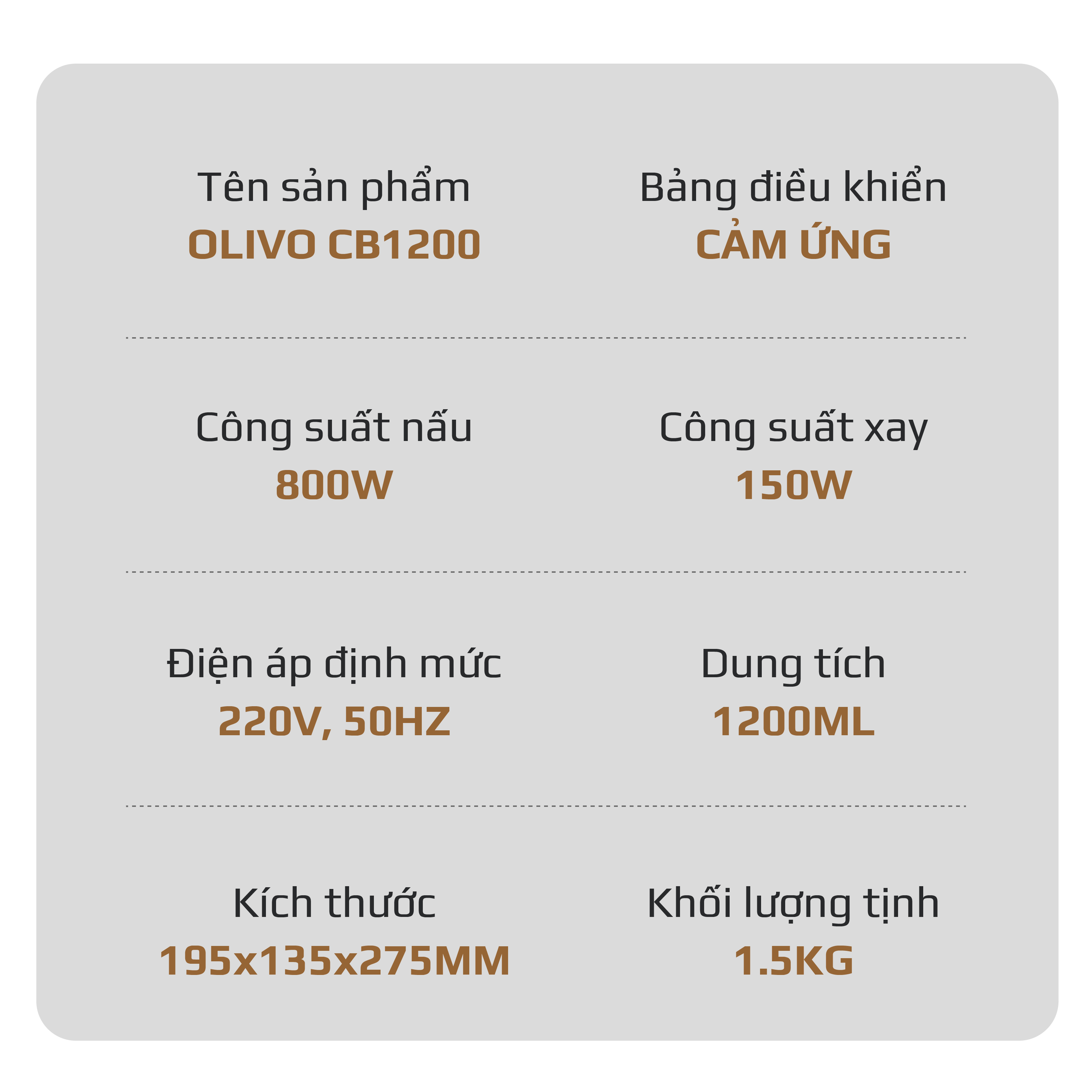 Máy Xay Nấu Đa Năng OLIVO CB1200