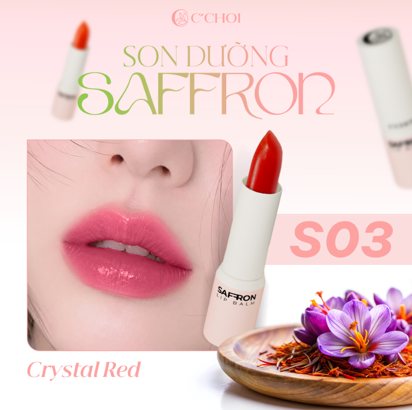 Son Dưỡng Saffron C’Choi Có Màu Màu S03 - Đỏ Pha Lê - Crystal Red