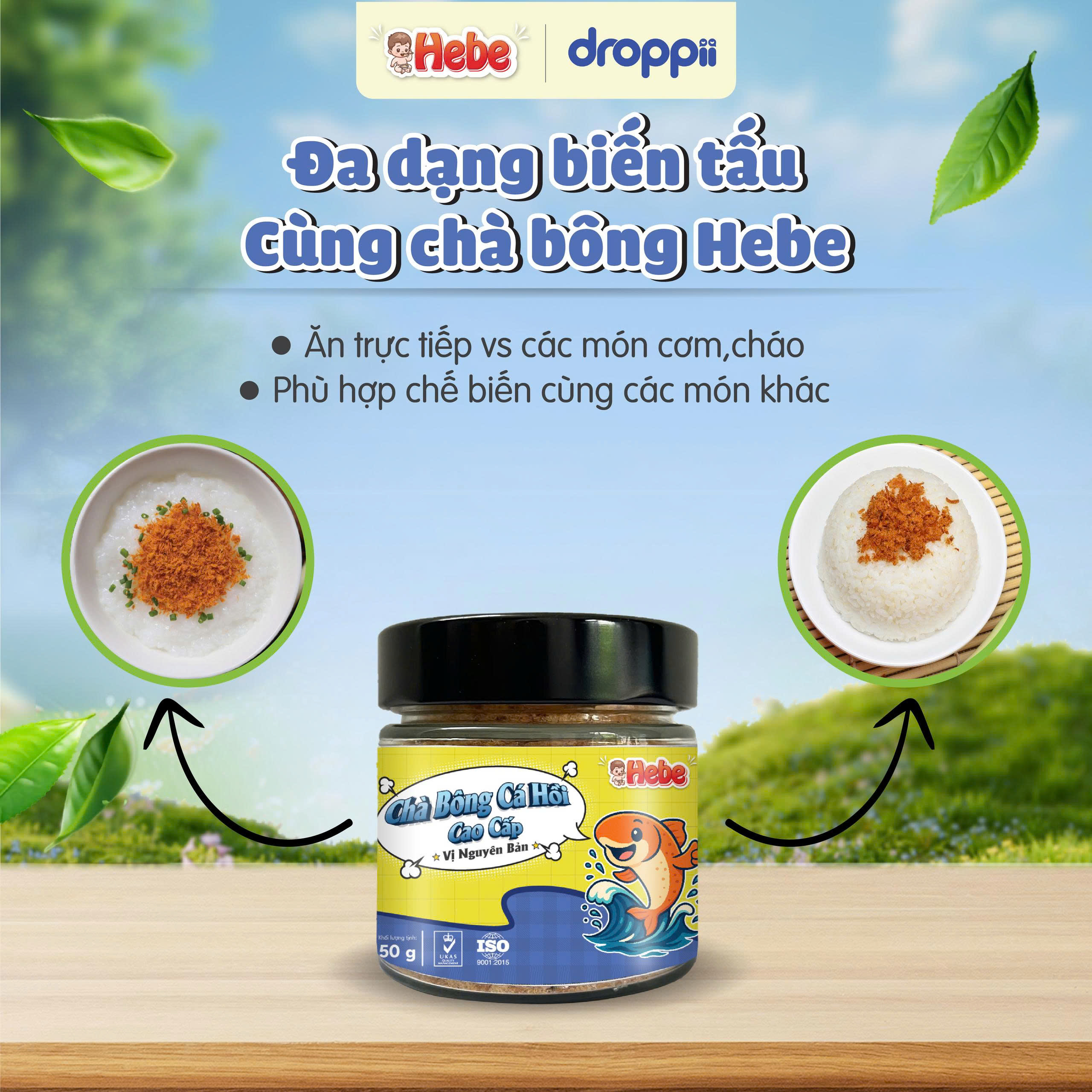 Chà Bông Cá Hồi Cao Cấp – Vị Nguyên Bản HEBE hỗ trợ phát triển trí não cho bé (hũ 50g) - 2