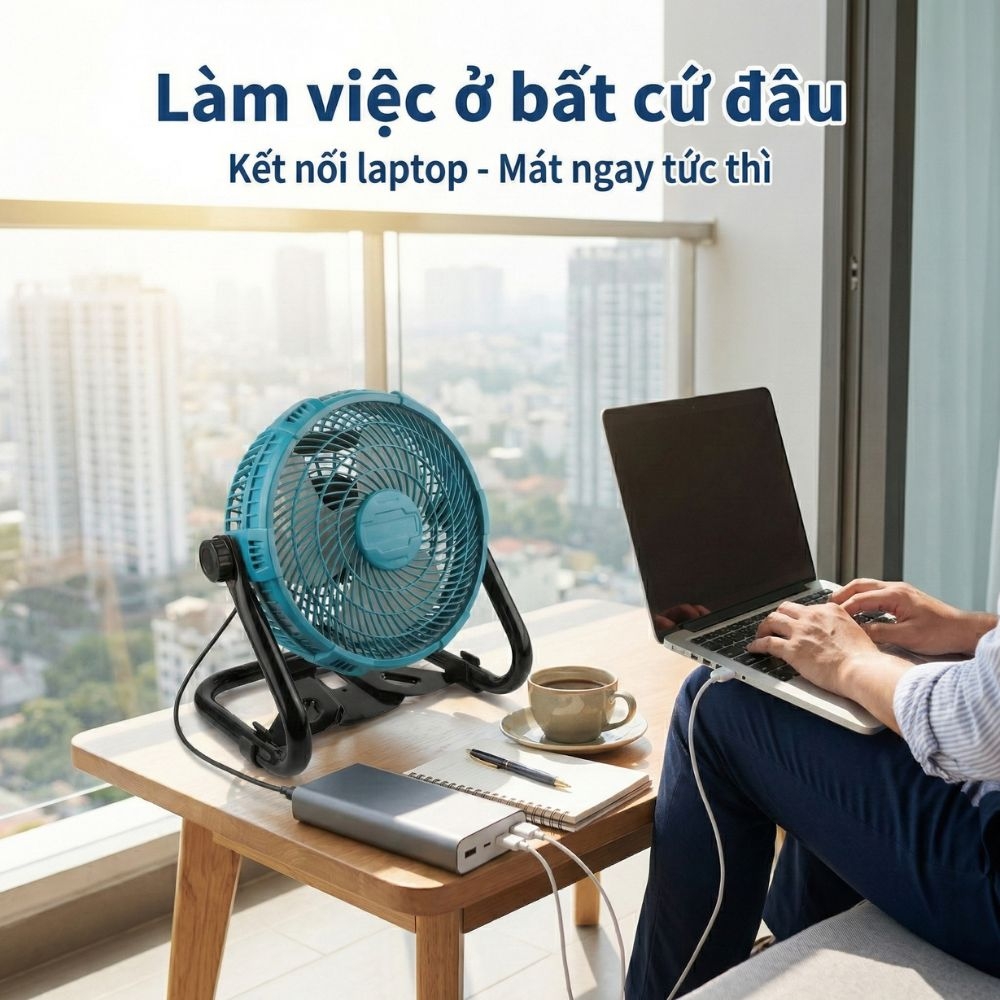 Quạt Để Bàn Tích Điện Kachi MK443 – Gió Turbo Mạnh Mẽ, Xoay 360 Độ, Thiết Kế Di Động Đa Năng - 8