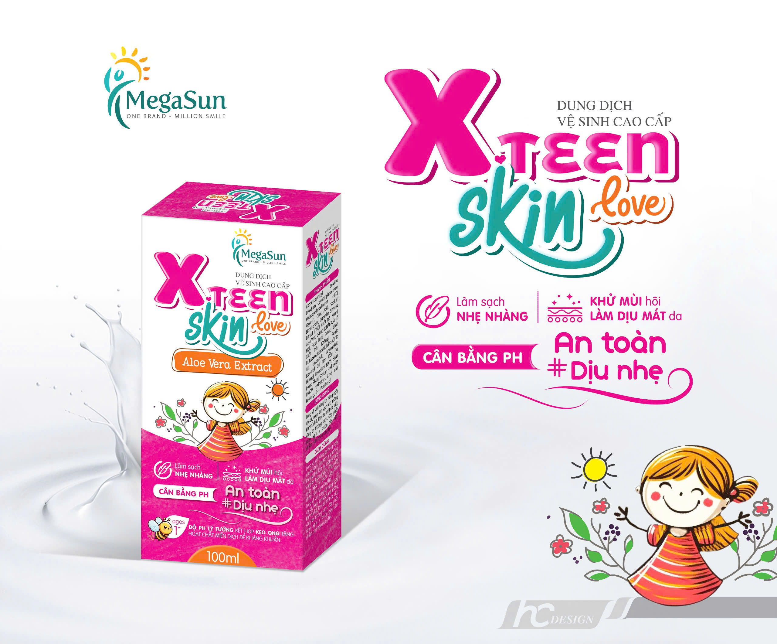 Dung dịch vệ sinh cao cấp MEGA SUN XTeen Skin Love 100ml