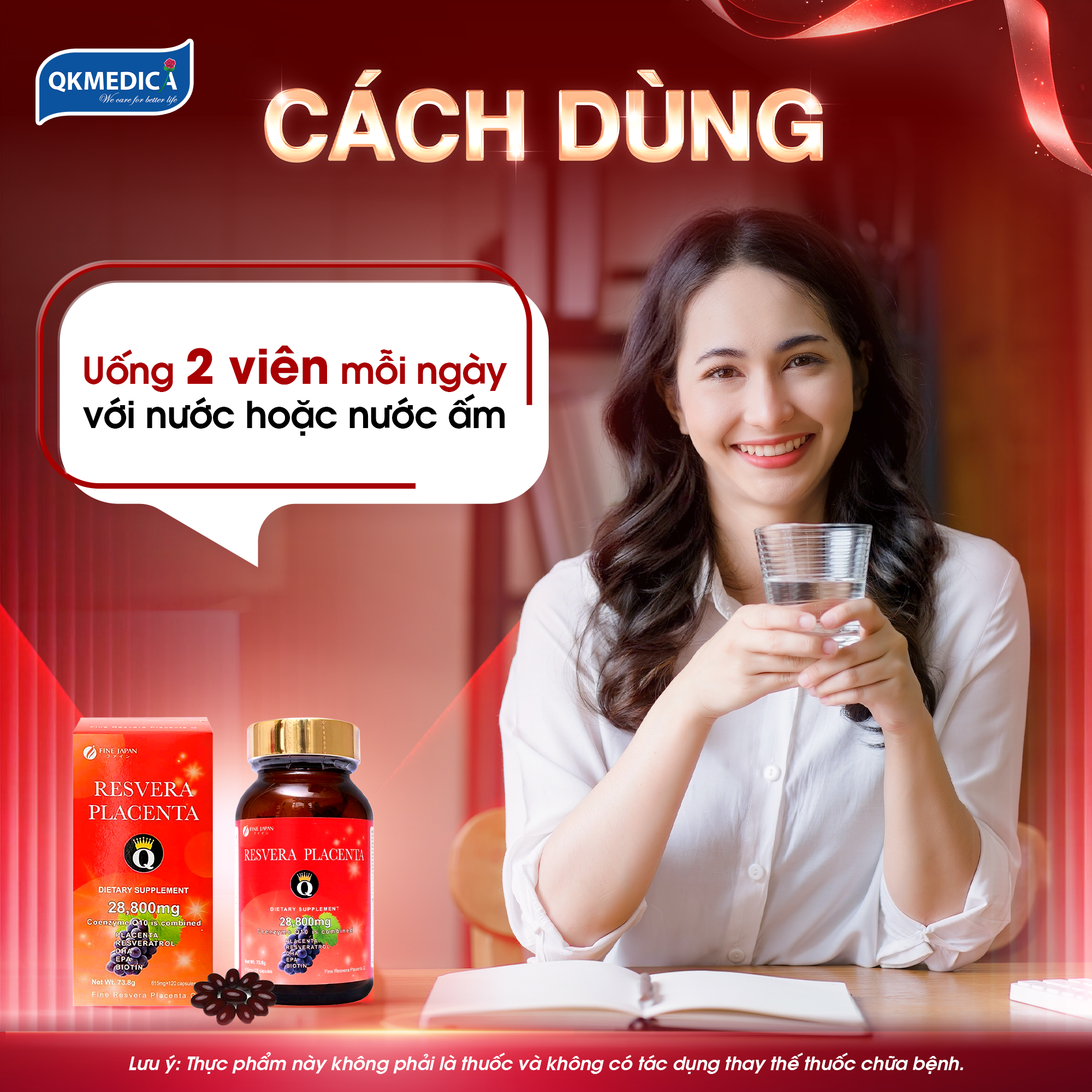 (HSD:12/12/26) Thực phẩm bảo vệ sức khỏe Resvera Placenta Q (hộp 120 viên)
