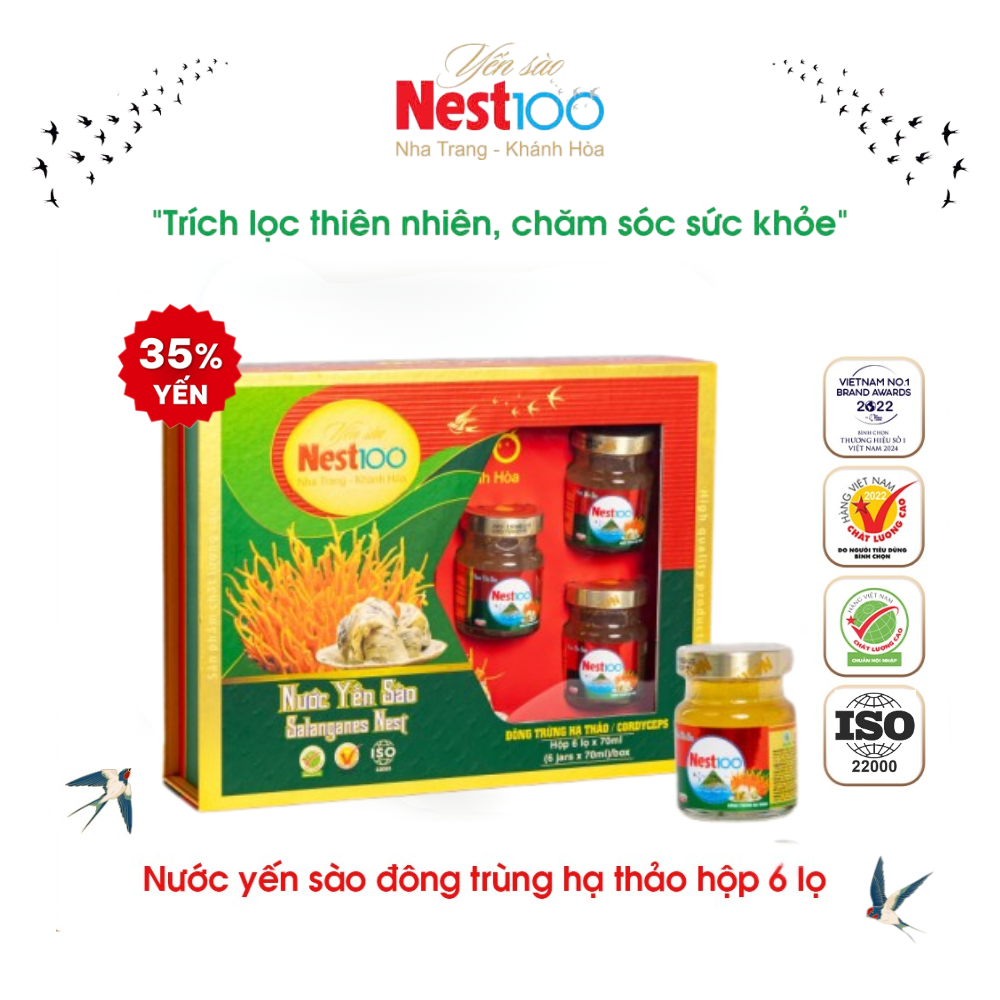 Nước Yến sào Đông trùng hạ thảo Nest100 (6 lọ + túi) - 2