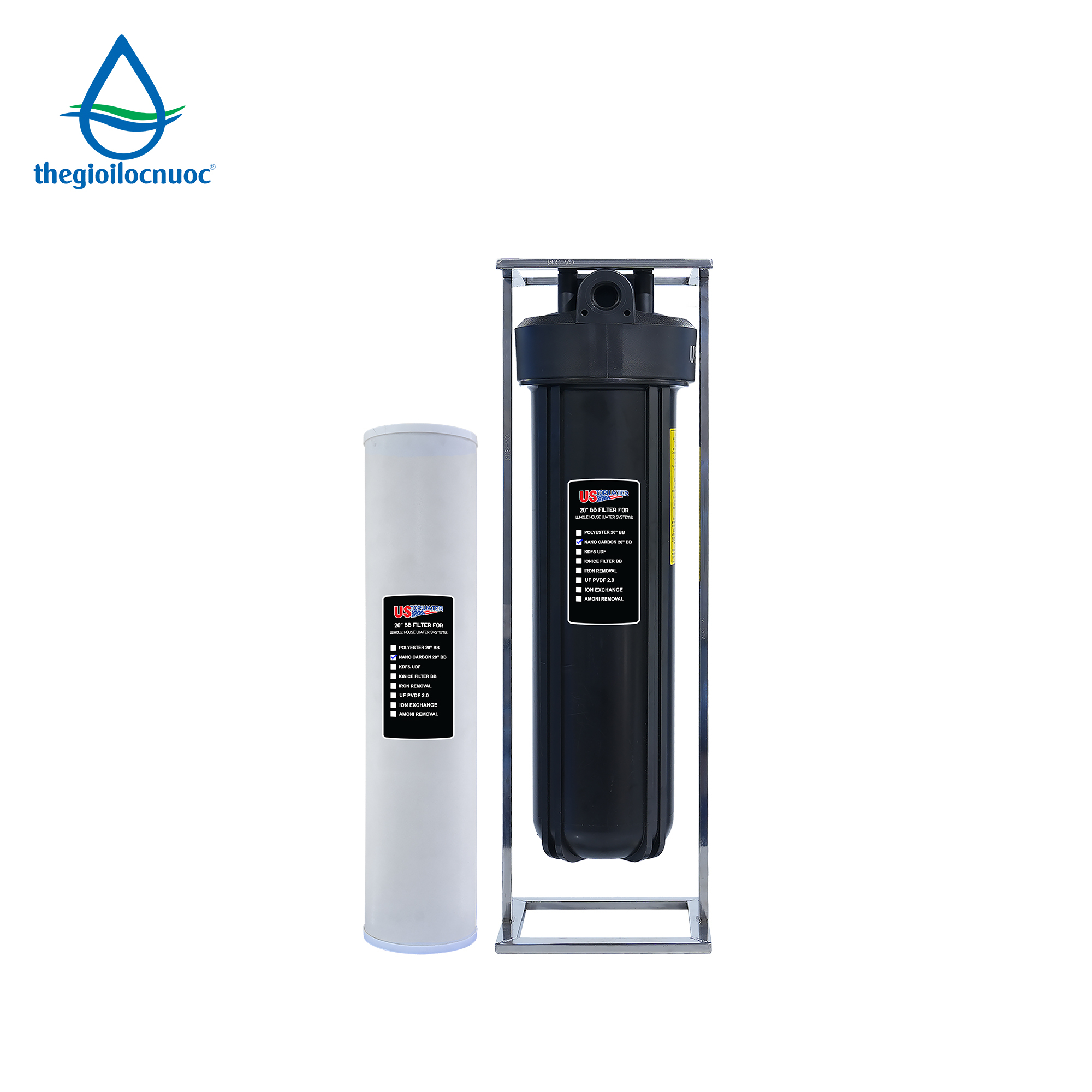 Bộ lọc nano carbon USTopwater, Model: Clo-45-AS, Công suất 1200 lít/giờ, Vỏ nhựa