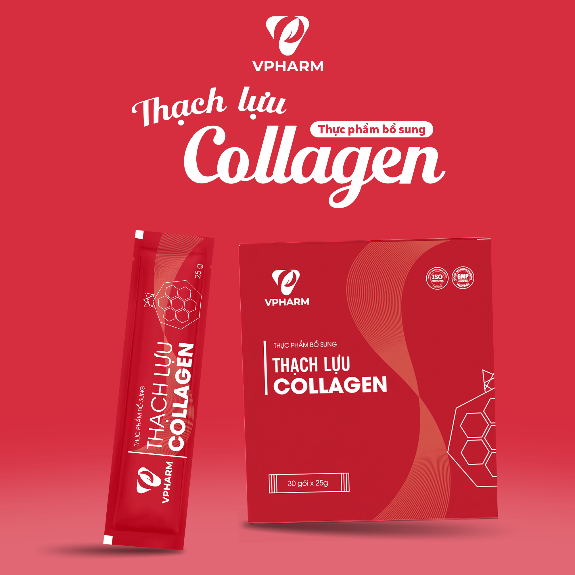 Thực phẩm bổ sung Thạch lựu Collagen - Hộp 30 gói