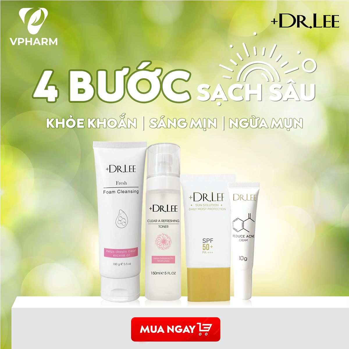 Bộ chăm sóc da mụn toàn diện +Dr.lee