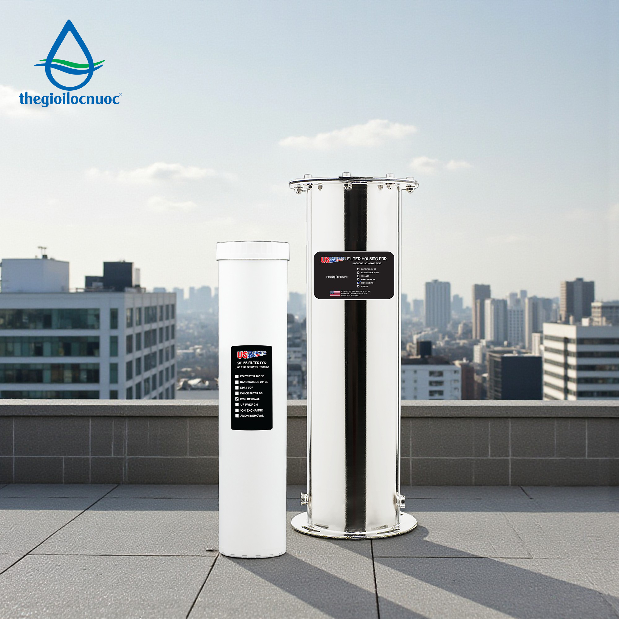 Bộ lọc xử lý sắt USTopwater SUS304, Model: Fera-45-US, Công suất 1200 lít/giờ, Vỏ inox 304