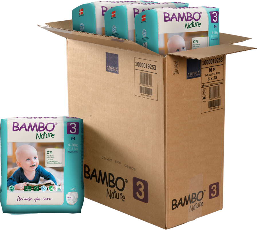 Tã dán trẻ em số 3 - Bambo Nature size 3-M, từ 4 - 8kg, 28 miếng/gói, bao bì màu xanh - 7