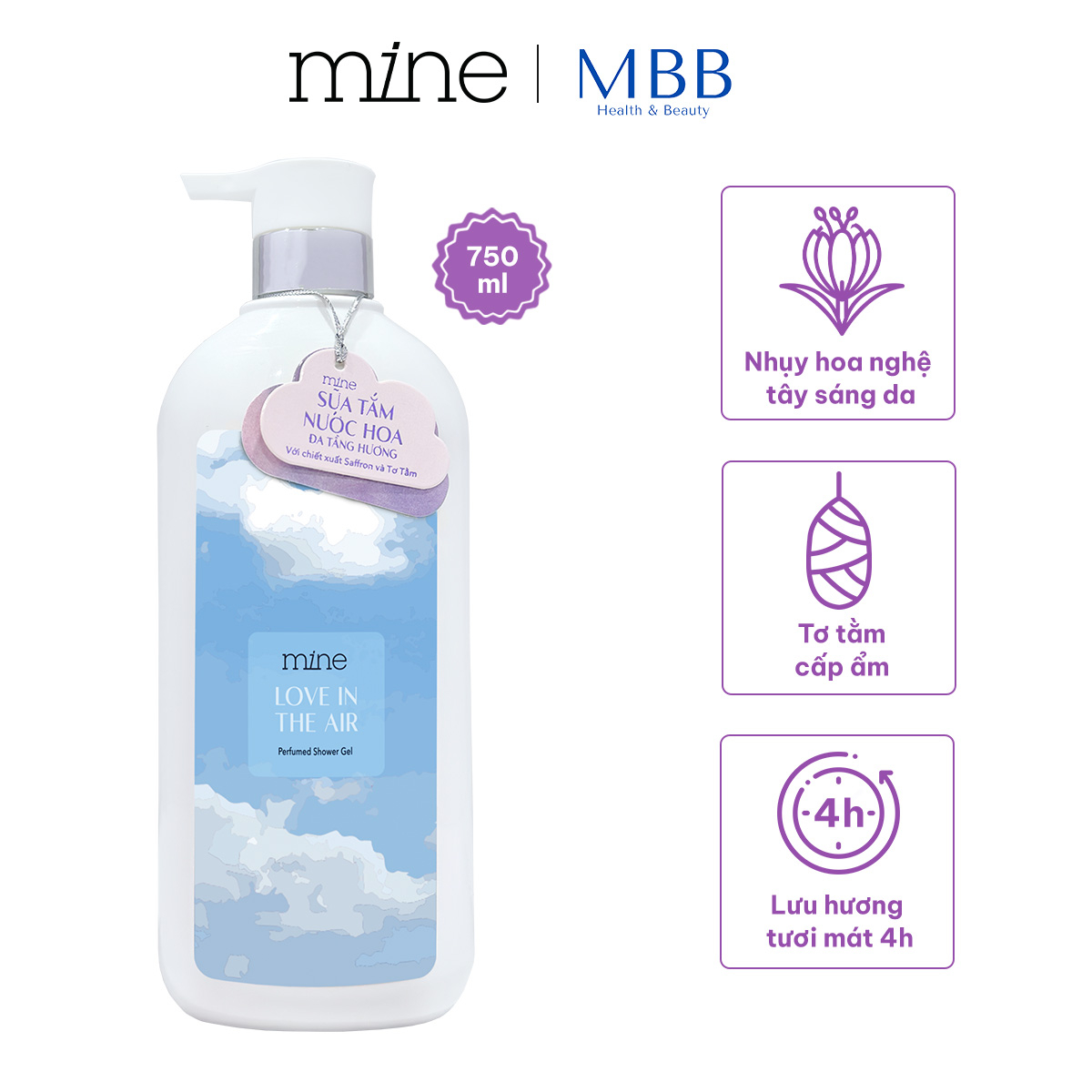 Sữa tắm dưỡng ẩm nước hoa Mine Love In The Air 750g