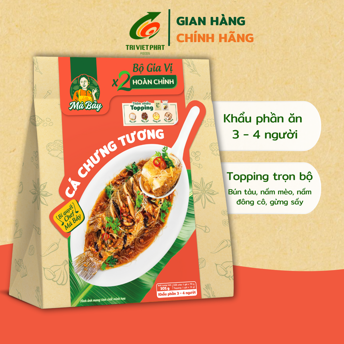 Bộ gia vị x2 hoàn chỉnh cá chưng tương 101g