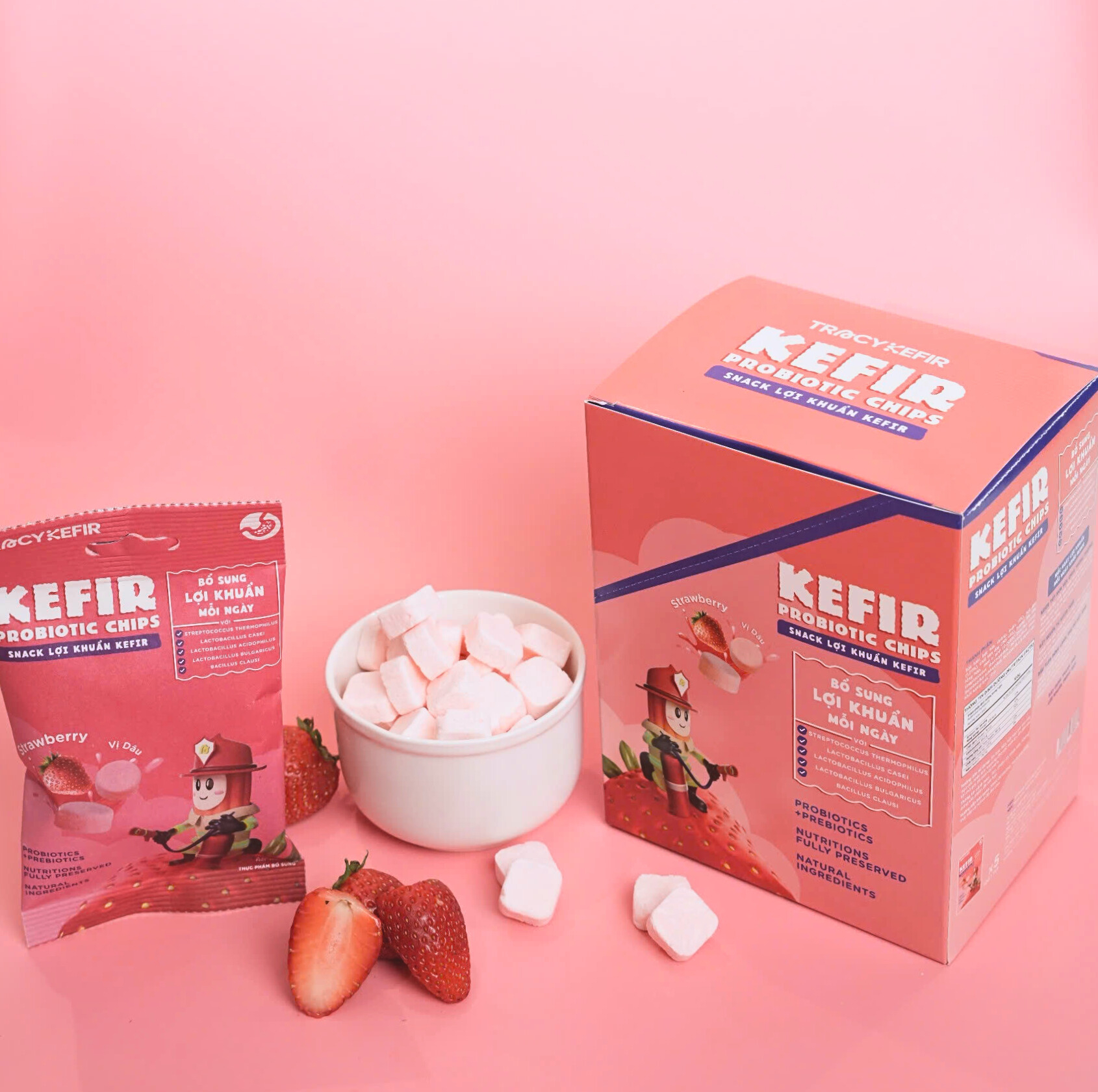 Hộp Snack Lợi Khuẩn Kefir Vị Dâu (5 gói)