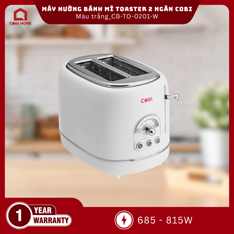 Máy nướng bánh mì Toaster 2 ngăn COBI màu trắng_CB-TO-0201-W_341709 - Phân phối chính hãng