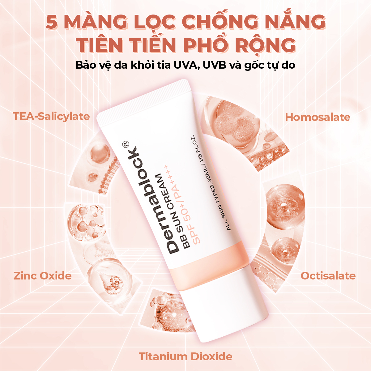 Kem chống nắng che khuyết điểm 2 in 1 Dermablock BB Sun Cream SPF50+ PA++++ 35ml - 7