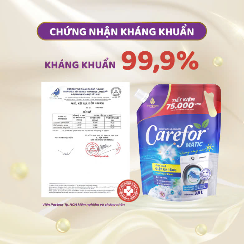 Nước giặt xả đậm đặc Carefor matic 3600ml (hương nắng mai)