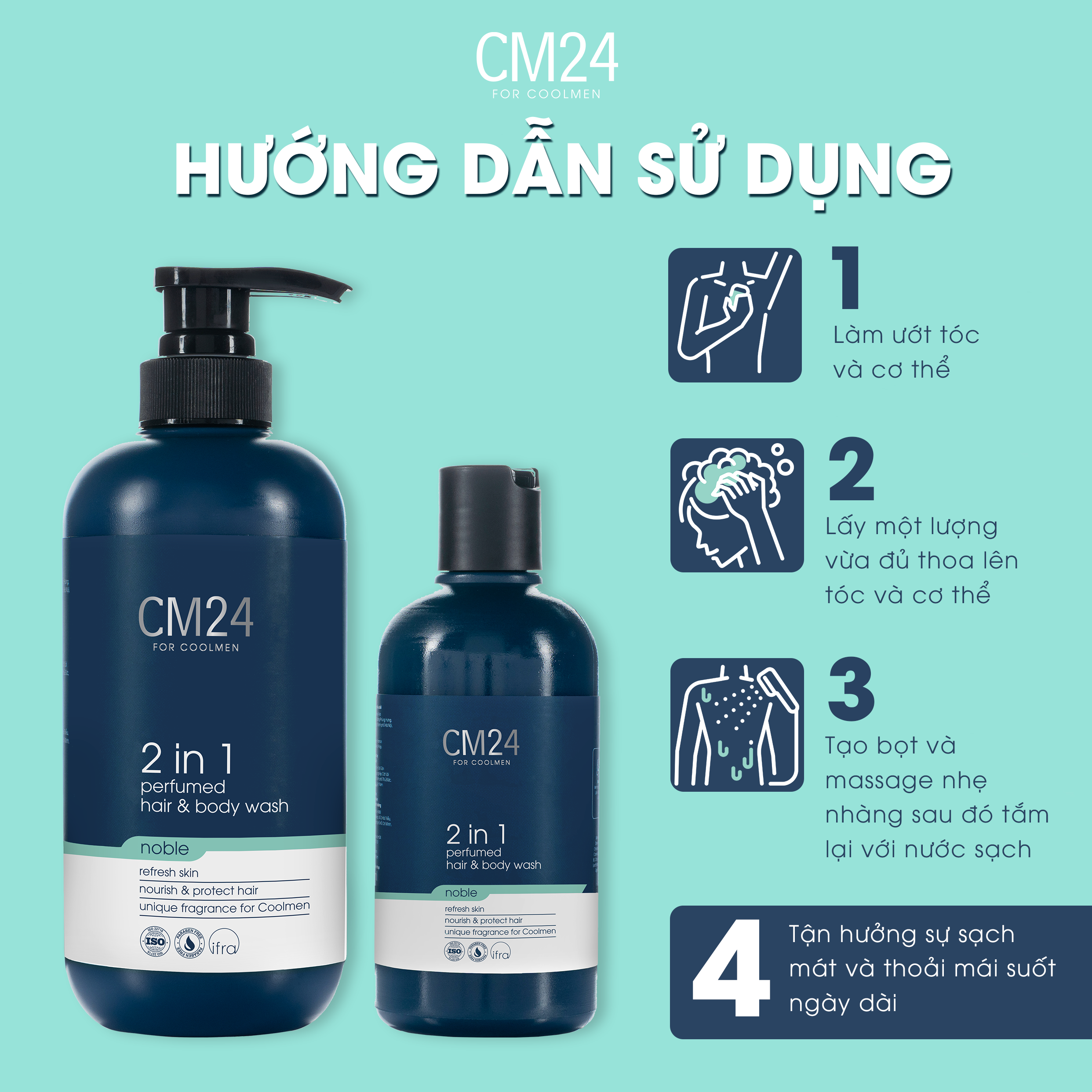 Tắm gội nam 2in1 hương nước hoa Noble CM24 500ml