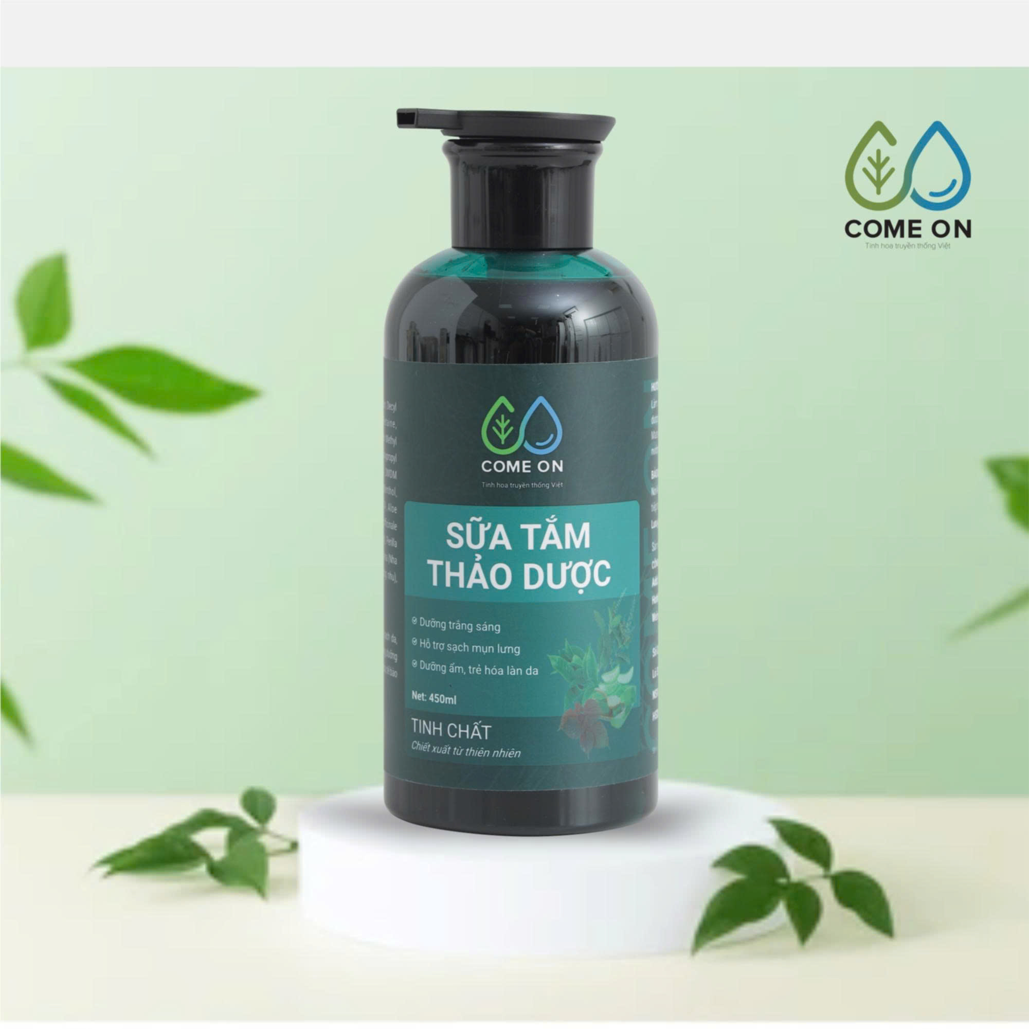 Sữa tắm thảo dược COME ON cấp ẩm, dưỡng da, sạch mụn lưng 450ml