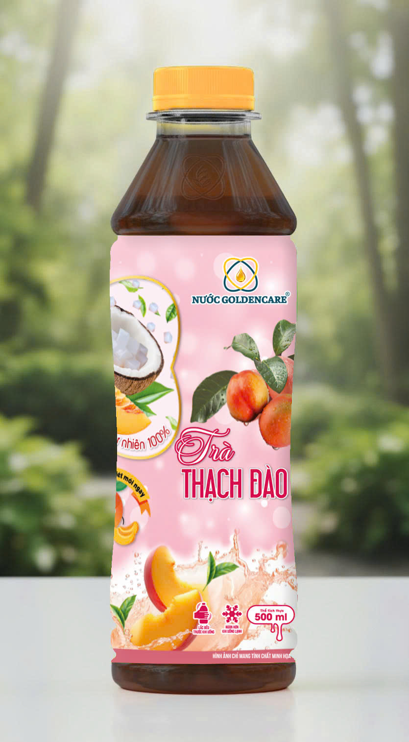 THÙNG 24 CHAI NƯỚC GOLDENCARE - TRÀ THẠCH ĐÀO 500ml