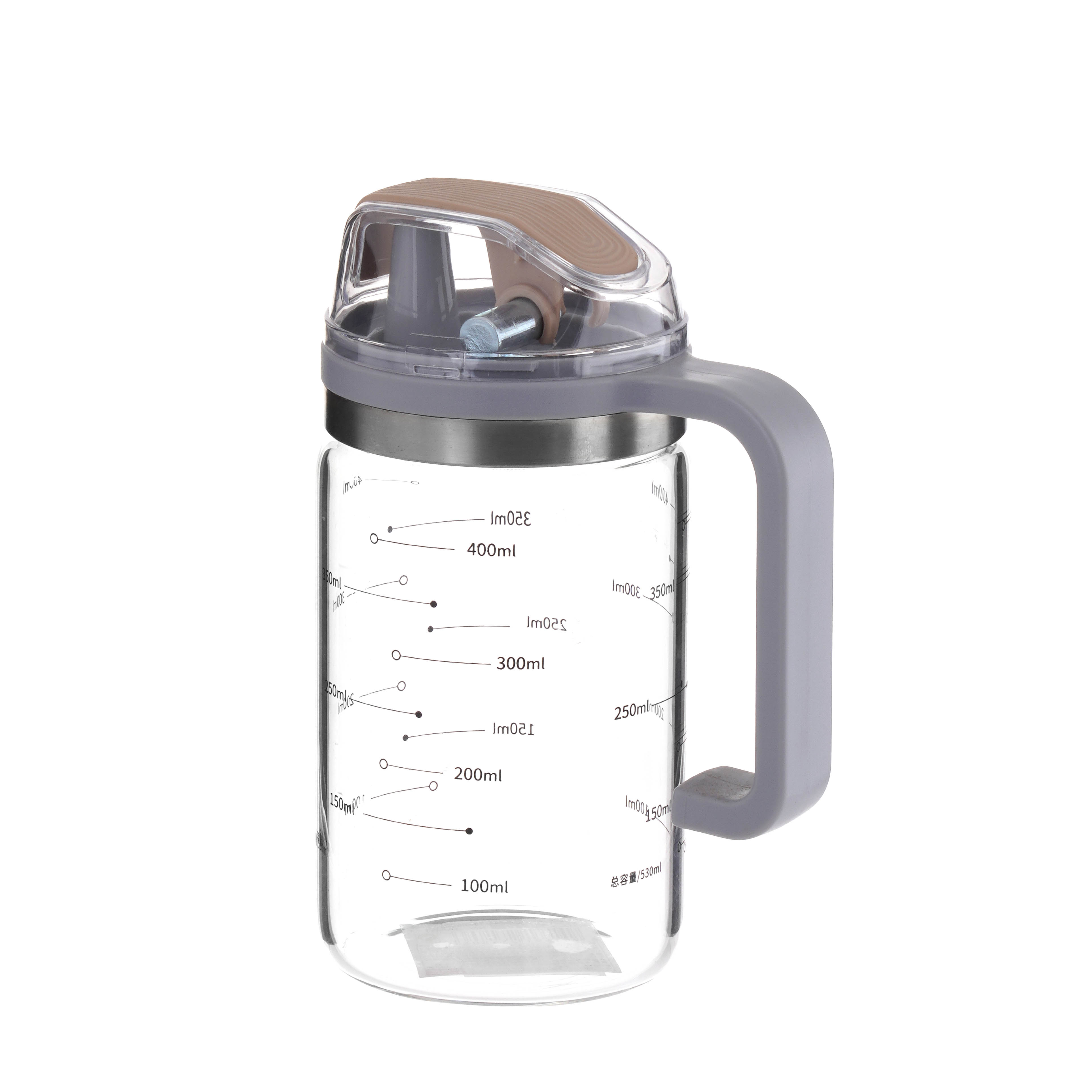 Bình dầu thủy tinh tự mở nắp có tay cầm dung tích 530ml có chia dung tích_376071