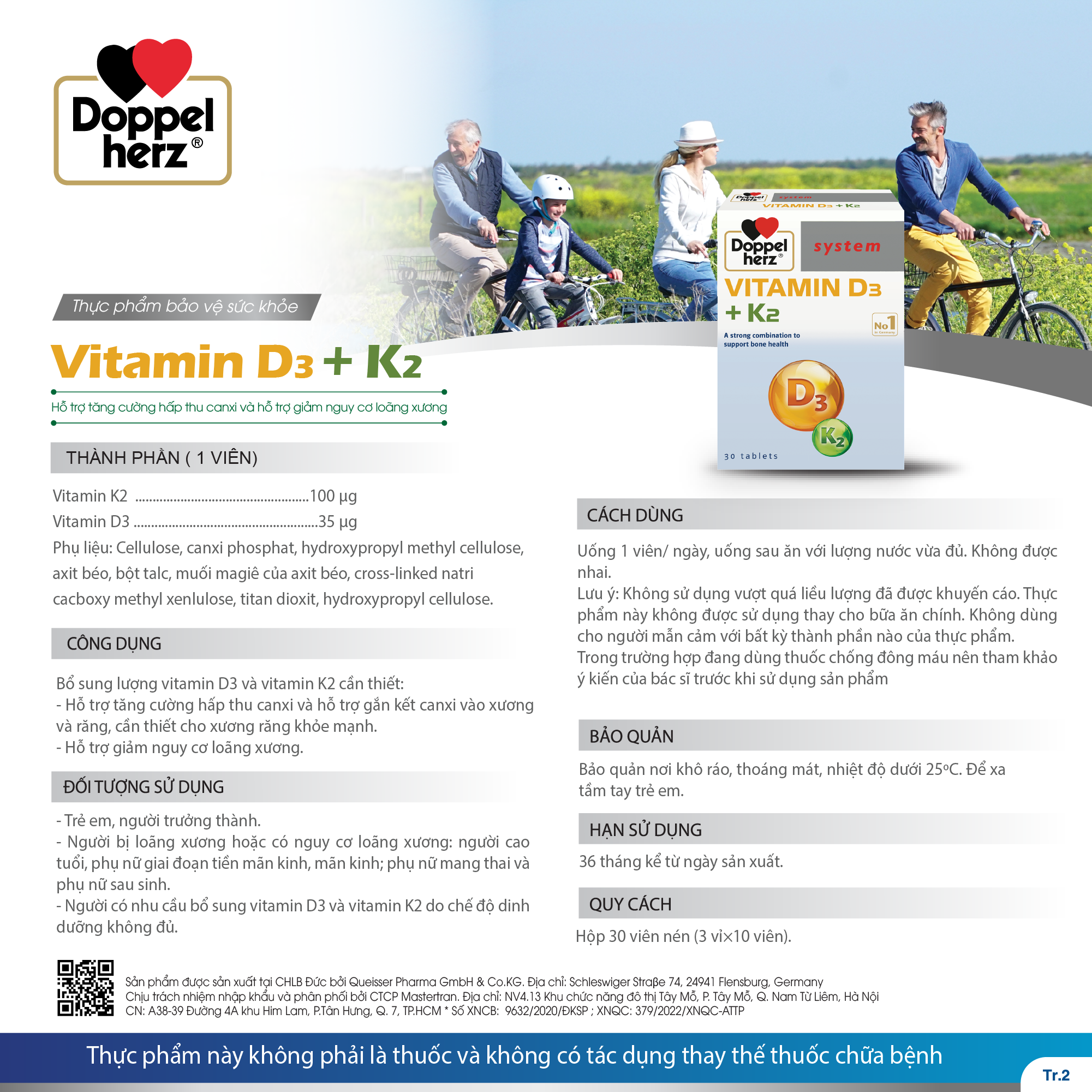 TPBVSK Vitamin D3 + K2 hỗ trợ tăng cường hấp thu canxi, giảm nguy cơ loãng xương