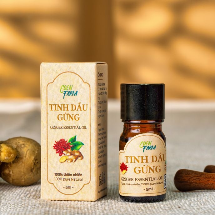 Tinh dầu gừng nguyên chất 5ml Eden Farm hỗ trợ hô hấp, thư giãn tinh thần - Phân phối chính hãng