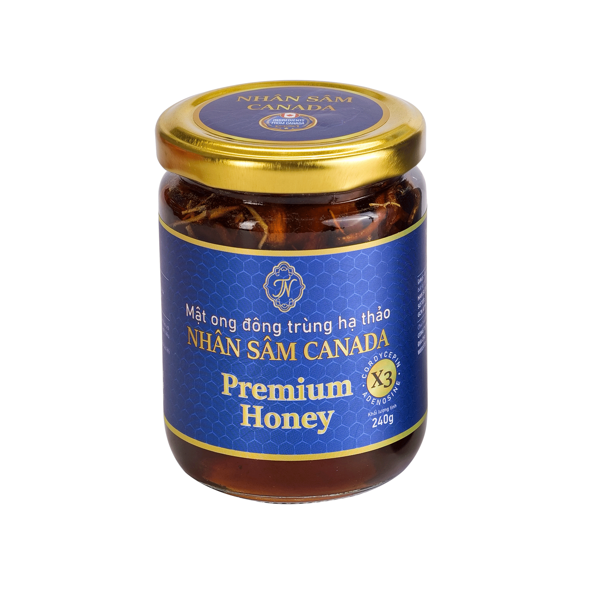 Mật ong đông trùng hạ thảo nhân sâm Canada (Hũ 240g) - Phân phối chính hãng