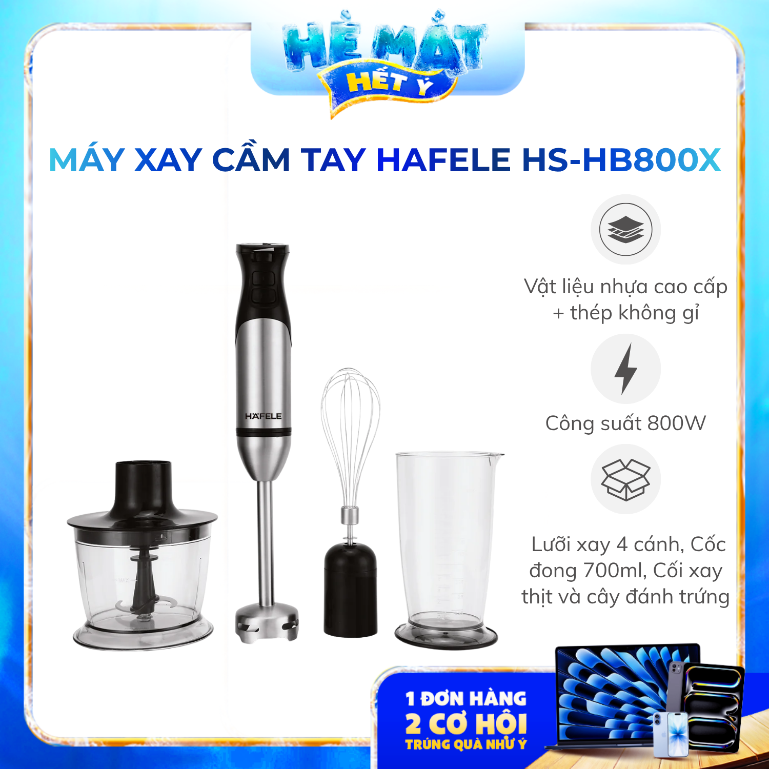 Máy xay cầm tay Hafele HS-HB800X 535.44.166 - Phân phối chính hãng