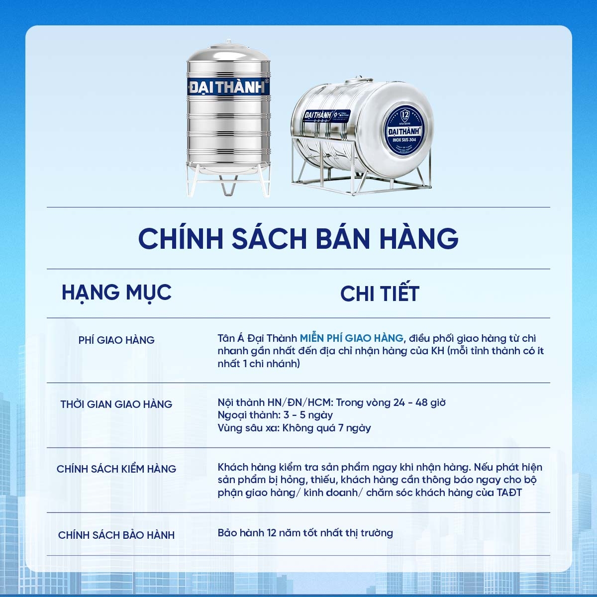 Bồn inox Đại Thành 304 ngang 4000l ĐK 1360 (Phân phối từ Kon Tum trở vào khu vực phía Nam) - 8