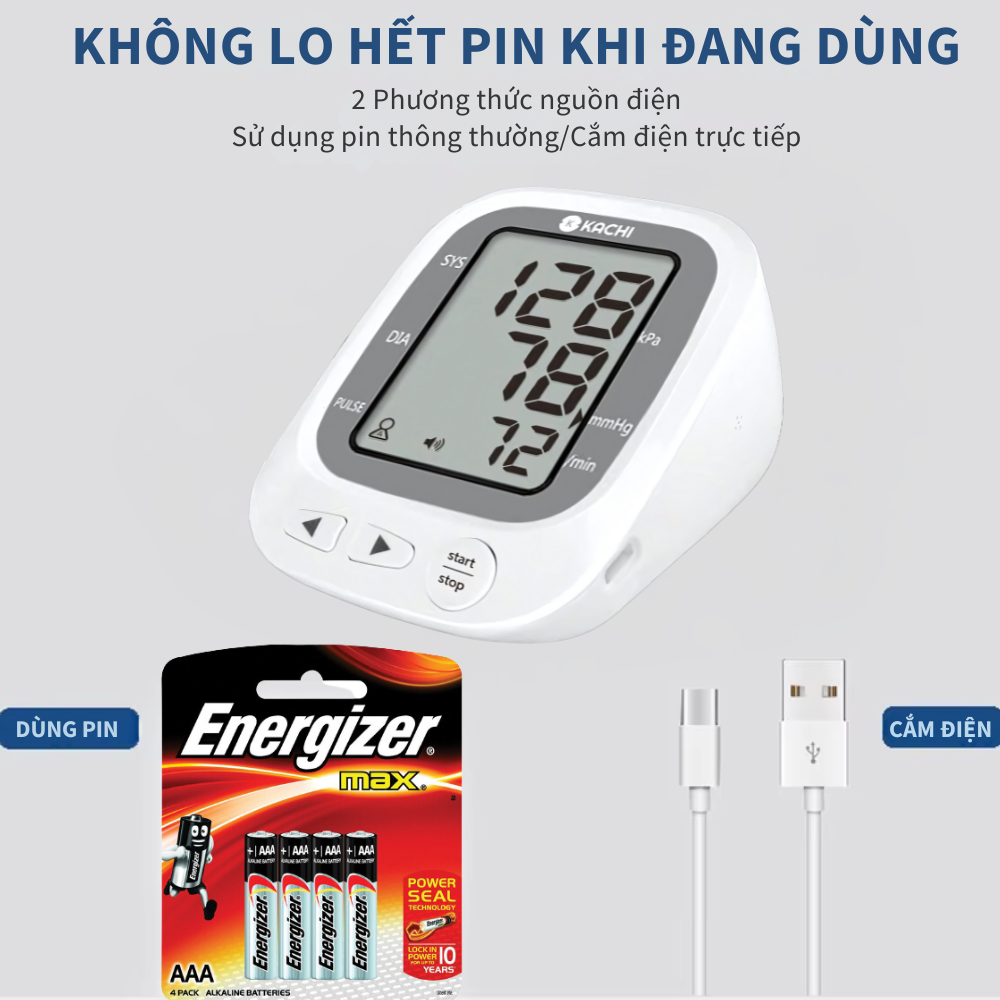 Máy đo huyết áp bắp tay Kachi JN-163B có trợ lý đọc kết quả tiếng Việt hỗ trợ người cao tuổi mắt kém - 4