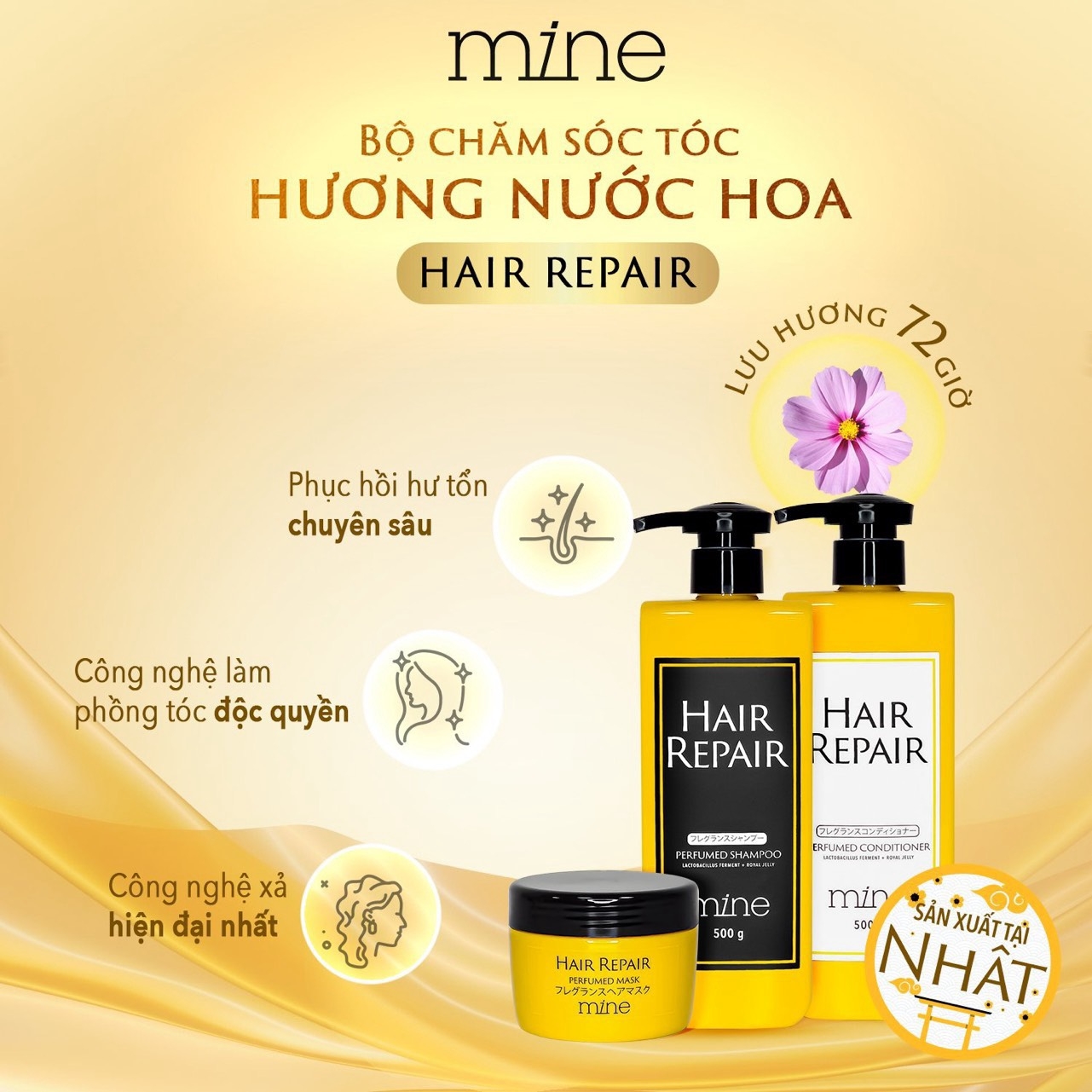Dầu xả phục hồi hư tổn hương nước hoa Mine 500g