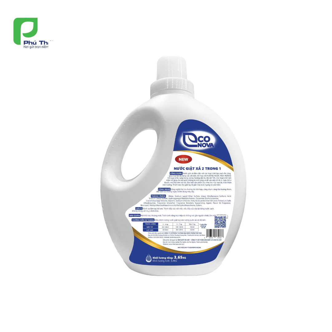 Nước giặt xả 2in1 hương nước hoa hoàng gia Econova 3,65kg