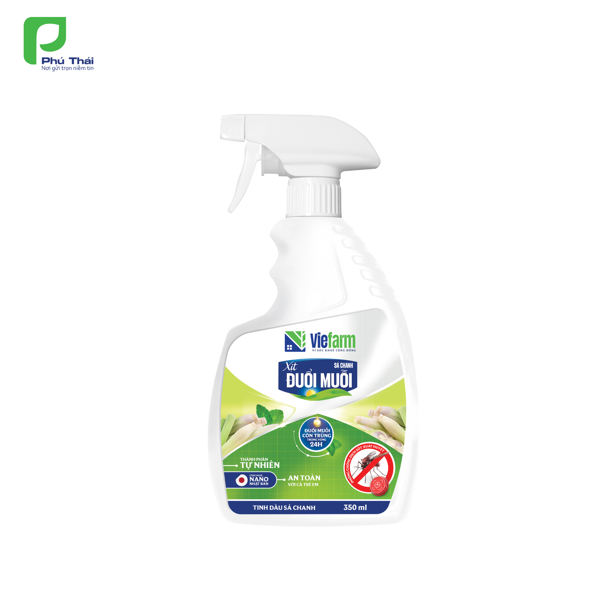 Đuổi muỗi tinh dầu sả chanh VIEFARM 350ml - Phân phối chính hãng