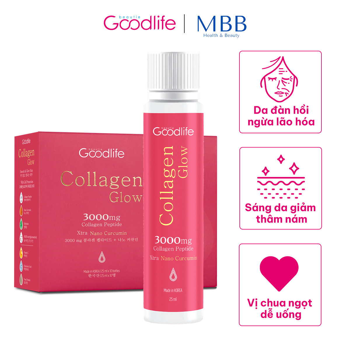 Nước uống Collagen đẹp da chống lão hóa Goodlife (10c x 25ml) - Phân phối chính hãng