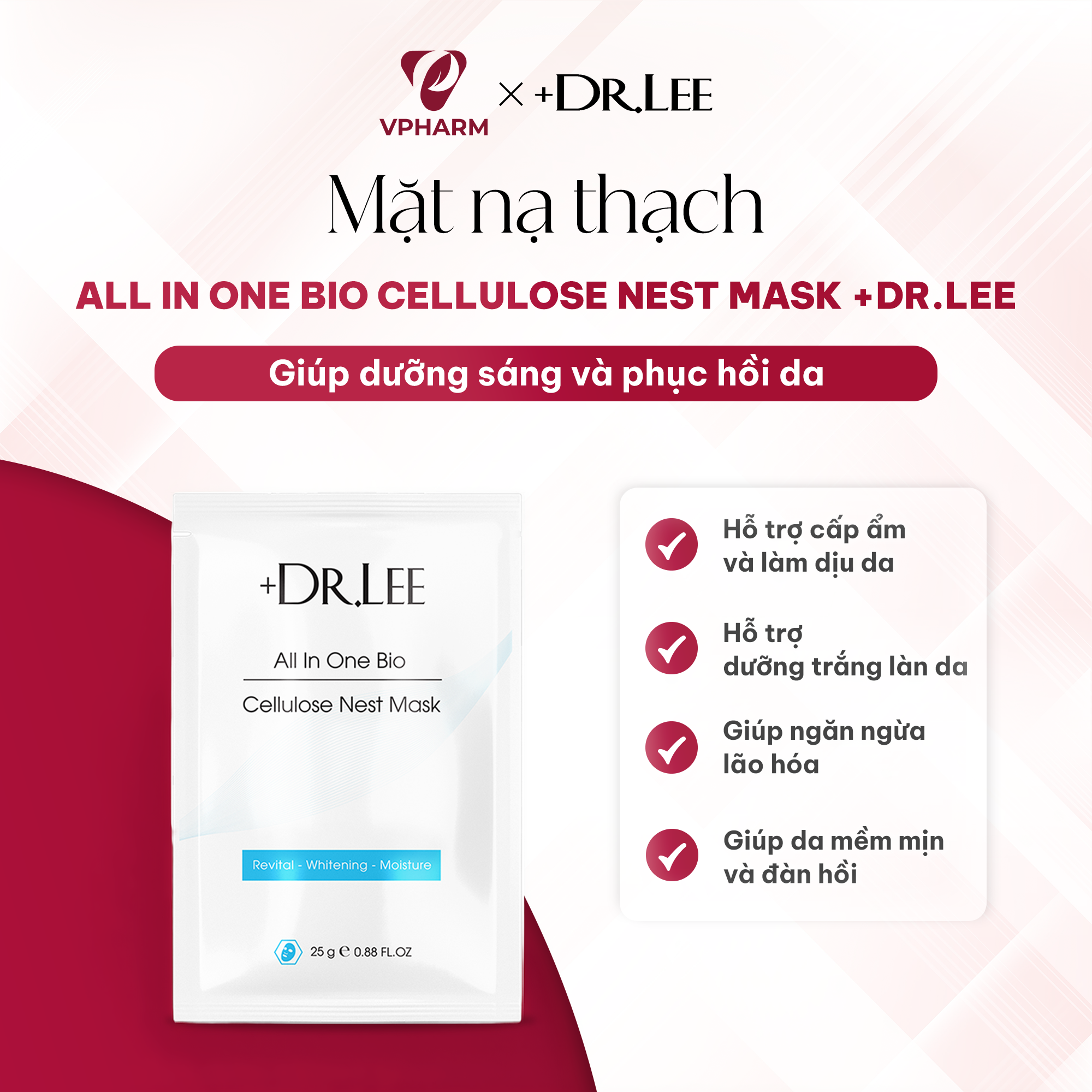 Mặt nạ dưỡng da +Dr.lee - All In One Bio Cellulose Nest Mask (miếng lẻ 25g)