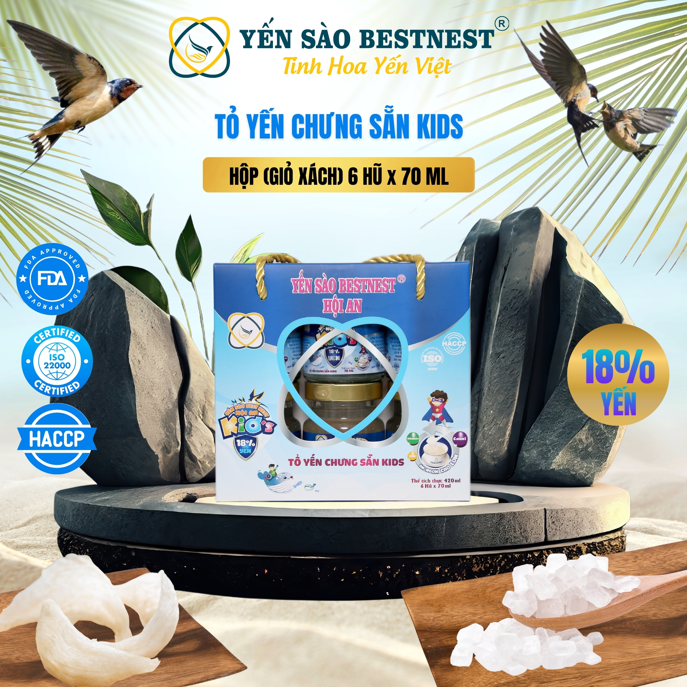 Hộp 6 hũ Tổ yến chưng sẵn BESTNEST HỘI AN 18% Kid - 3