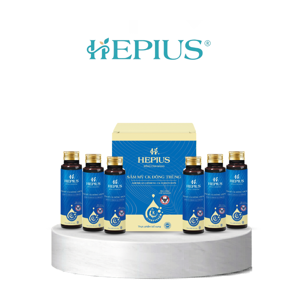 HEPIUS Sâm Mỹ CK Đông Trùng (Hộp 6 chai) - Phân phối chính hãng