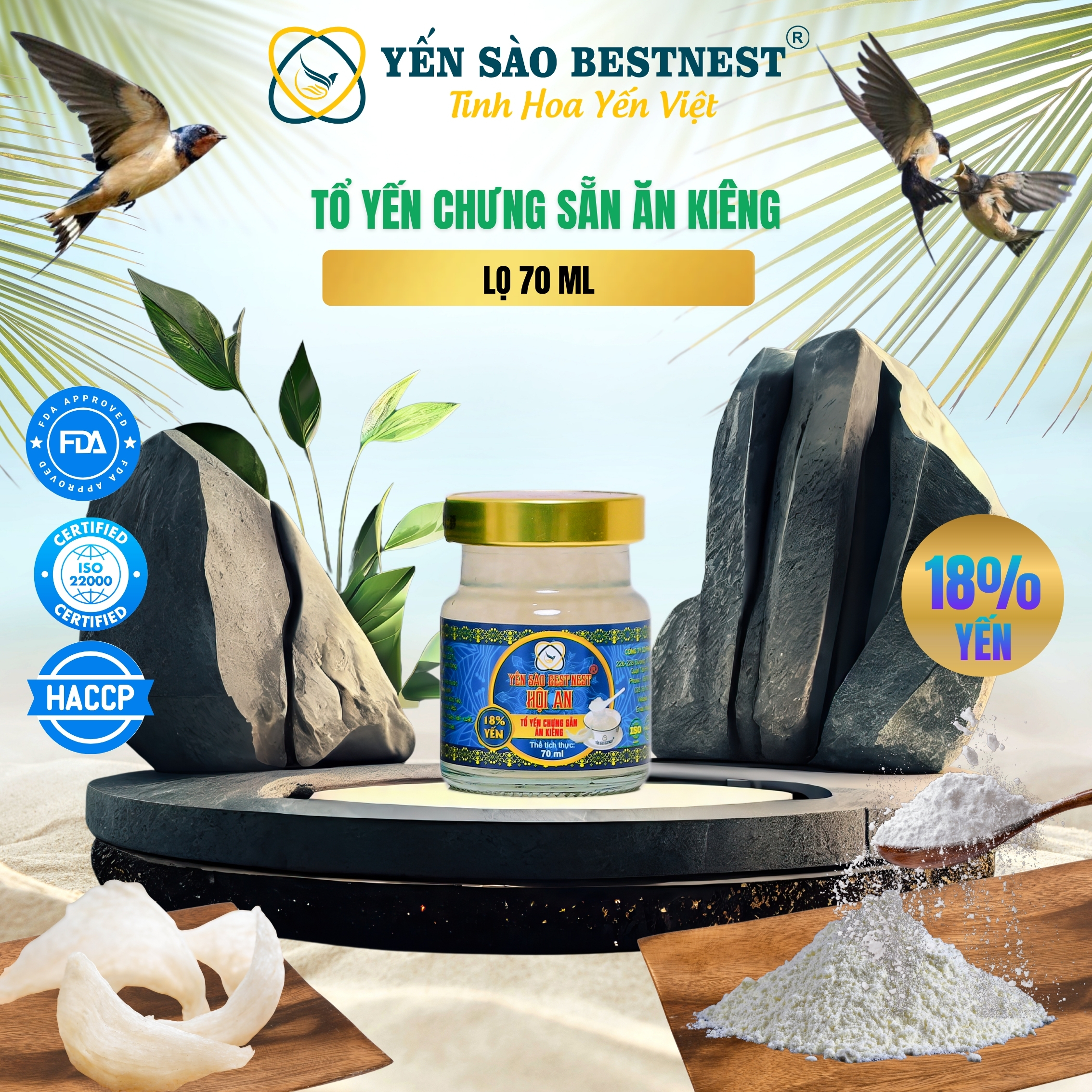 Lốc 6 hũ Tổ yến chưng sẵn BESTNEST HỘI AN 18% Ăn Kiêng