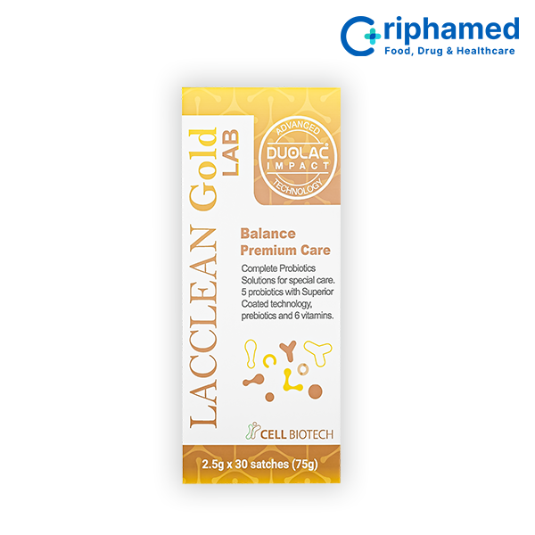 Men vi sinh bổ sung lợi khuẩn Lacclean Gold LAB (Hộp 30 gói)