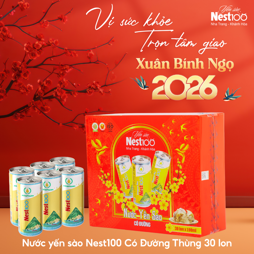 Nước yến sào Nest100 có đường lon 190ml - Thùng 30 lon - Phân phối chính hãng
