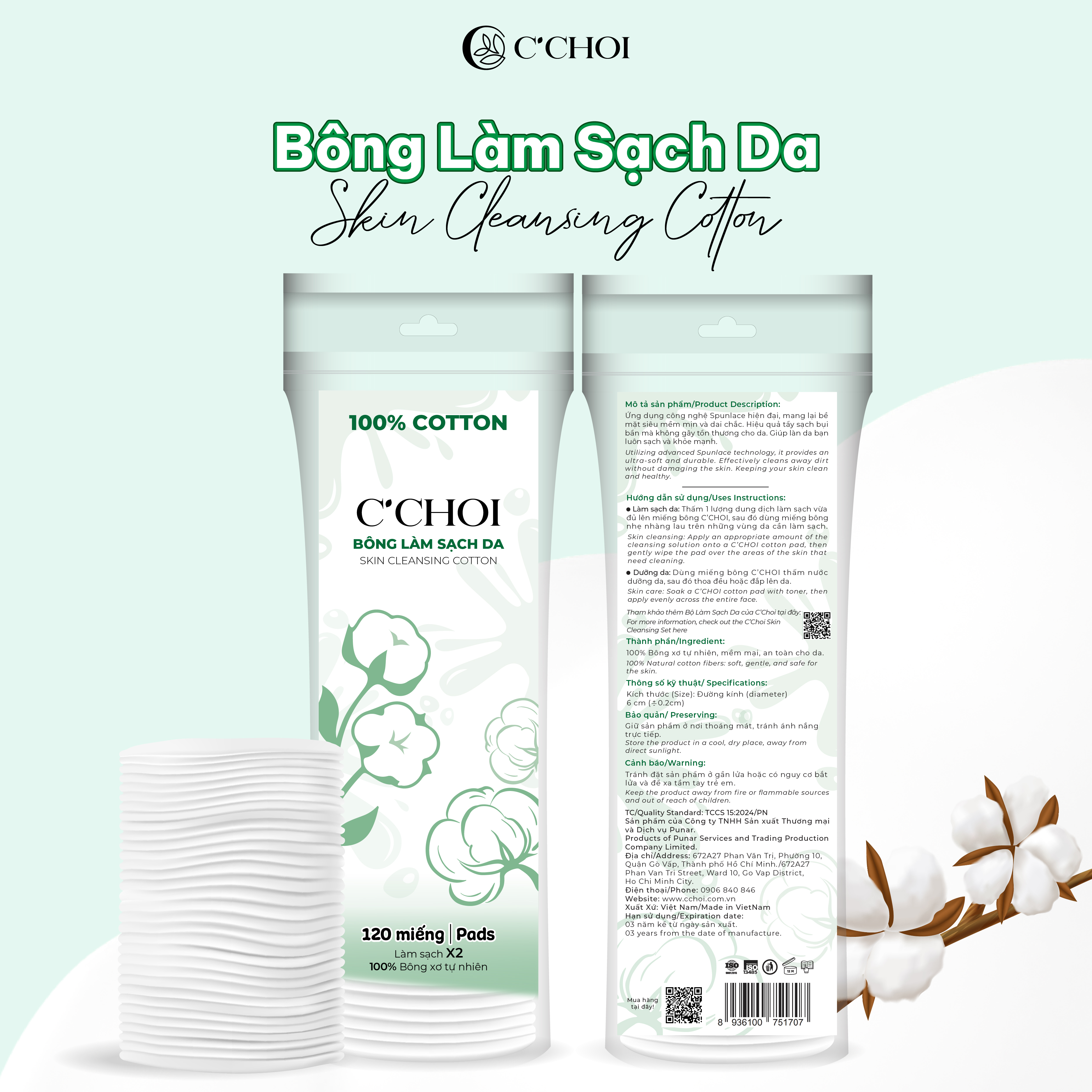 Bông làm sạch da - Skin cleansing cotton