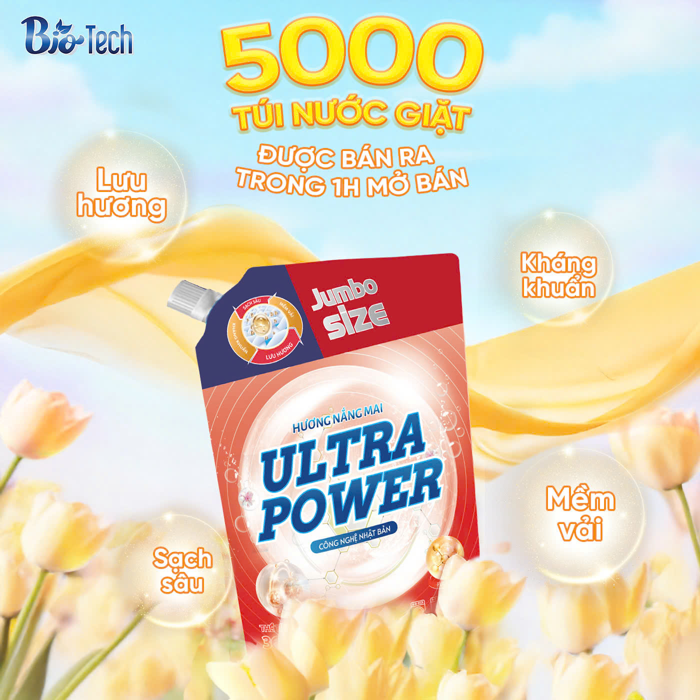 Thùng 4 túi Nước giặt xả Ultra Power hương Nắng Mai 3600ml - 6
