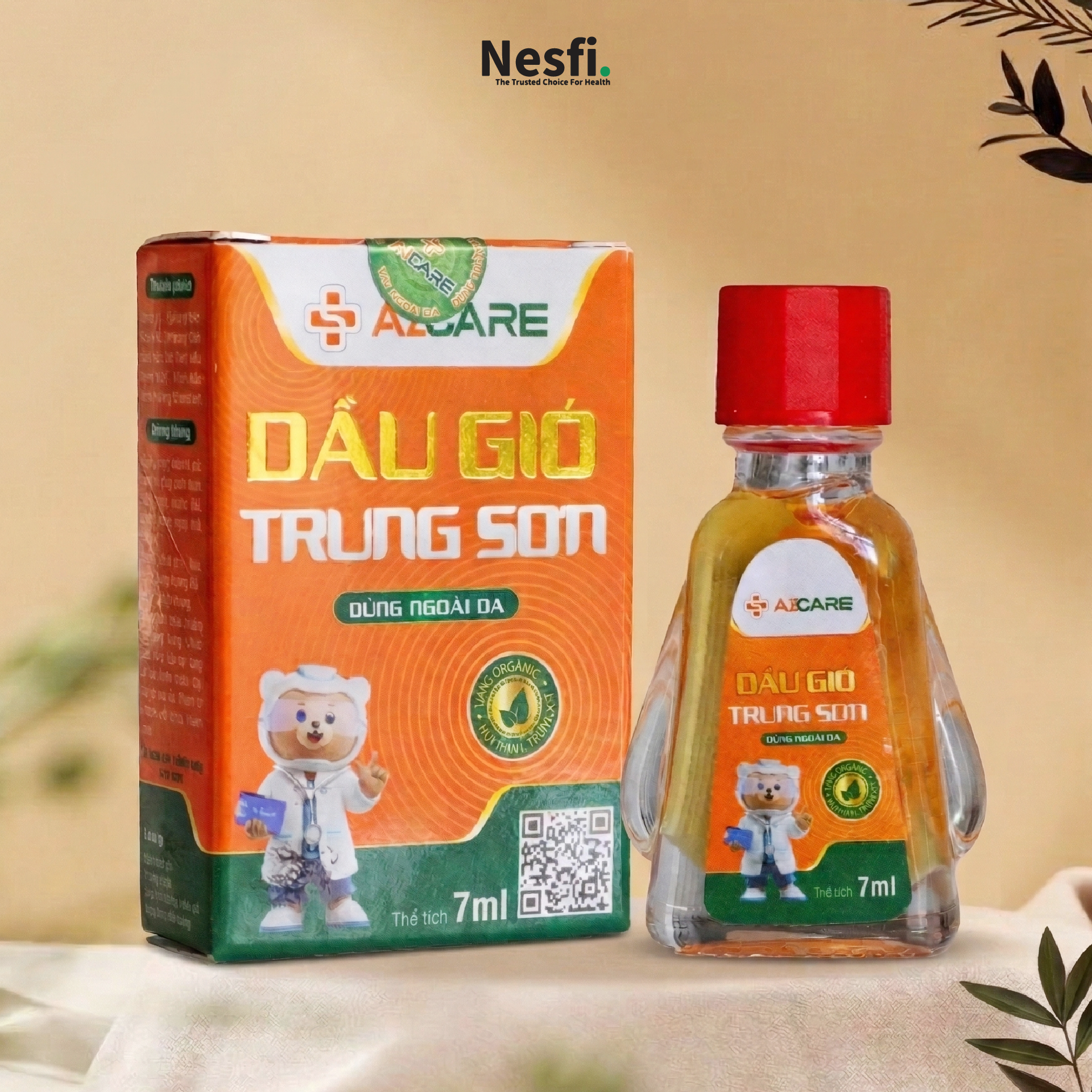 Dầu gió Trung Sơn chai 7ml (Hỗ trợ giảm cảm cúm, nhức đầu, say tàu xe, chóng mặt, ngạt mũi) - Phân phối chính hãng