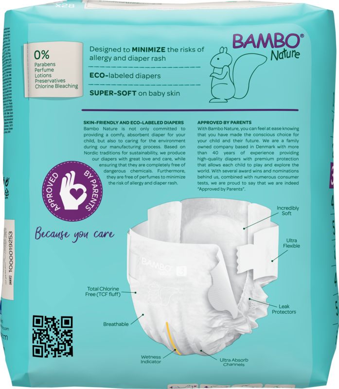 Tã dán trẻ em số 3 - Bambo Nature size 3-M, từ 4 - 8kg, 28 miếng/gói, bao bì màu xanh