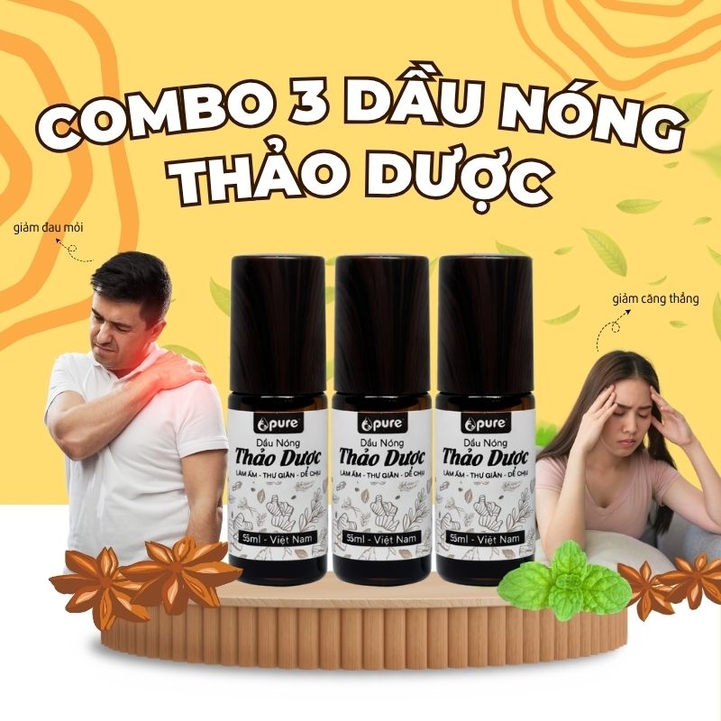 Combo 3 chai dầu nóng thảo dược 5ml - Phân phối chính hãng