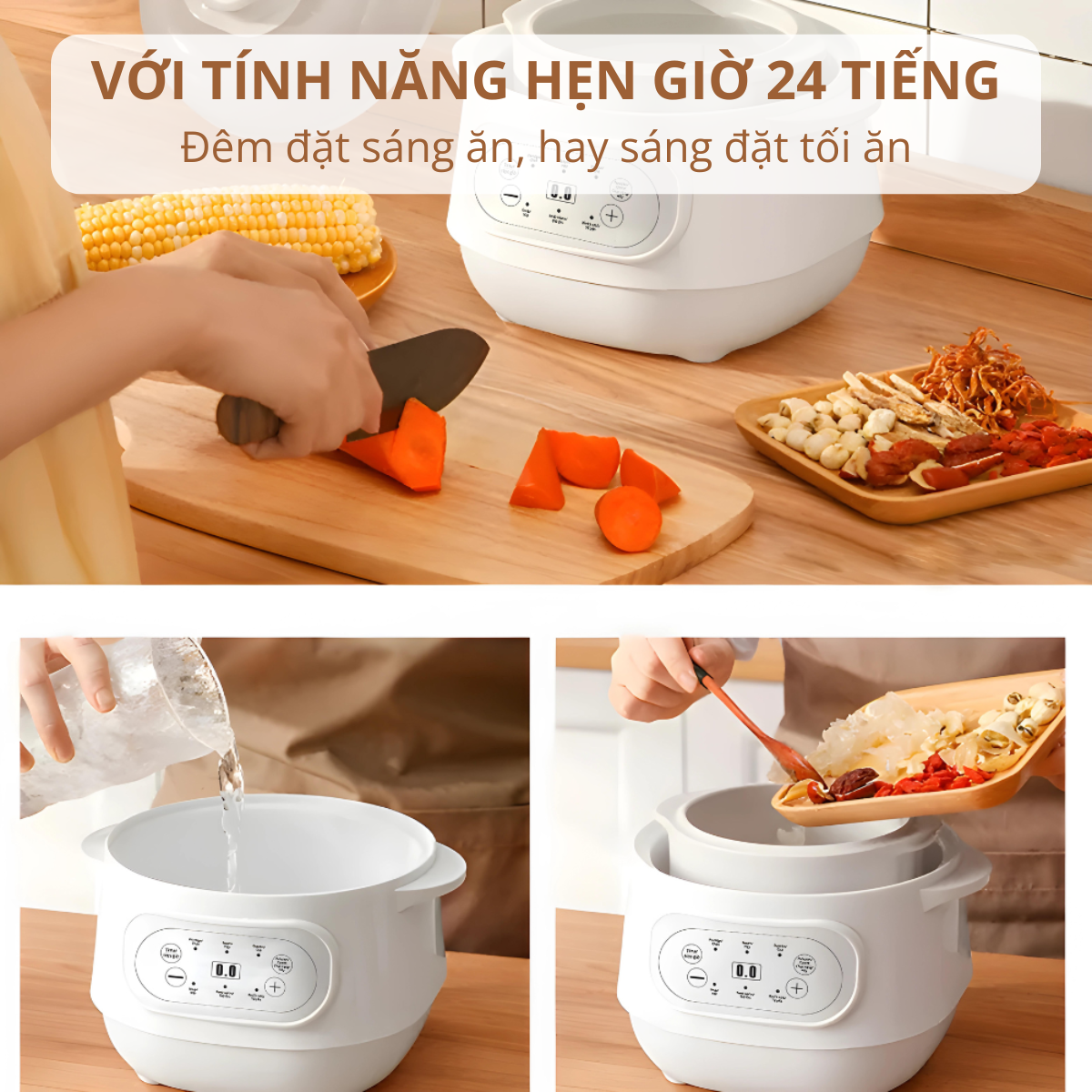 Nồi nấu cháo ăn dặm - chưng yến Mishio MK383 (1L)