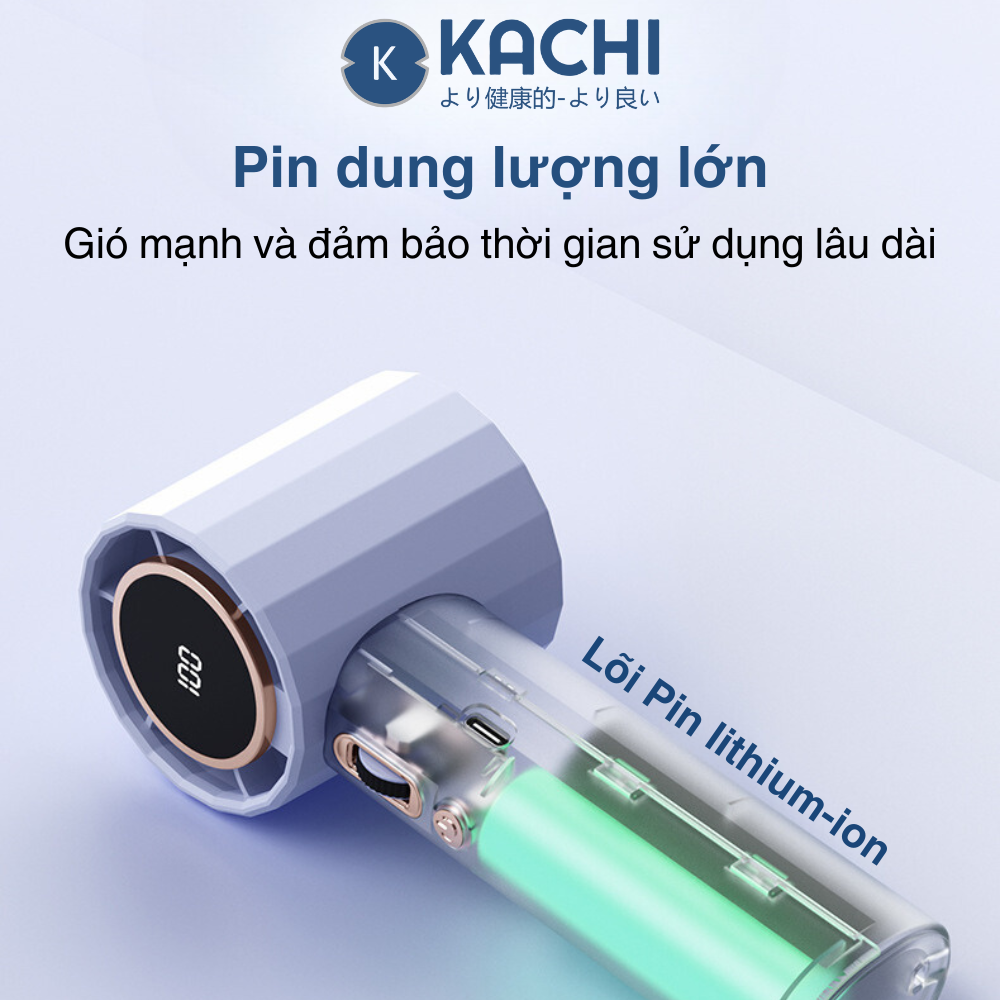 Quạt cầm tay mini Kachi MK400 pin khoẻ 100 cấp độ gió - 7