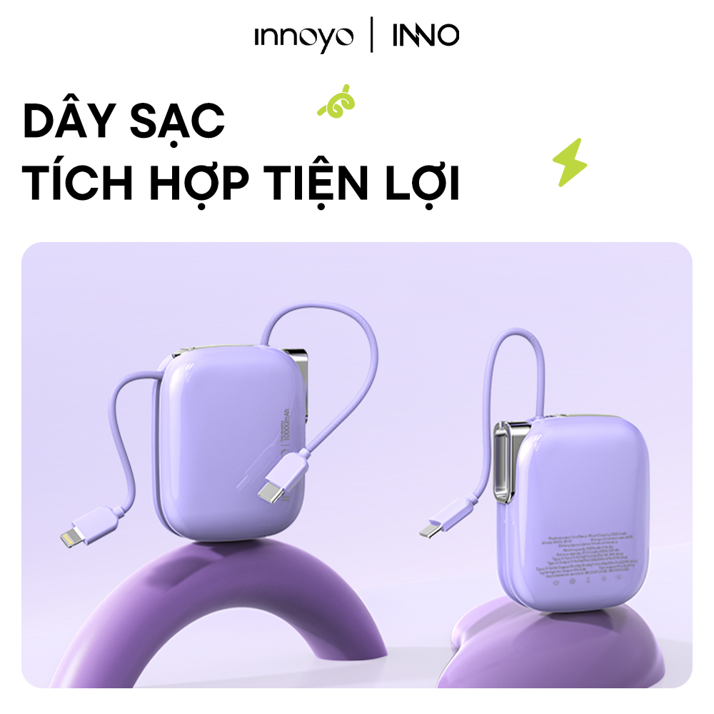 Sạc dự phòng tích hợp dây InnoPower Wired Charging 10000mAh