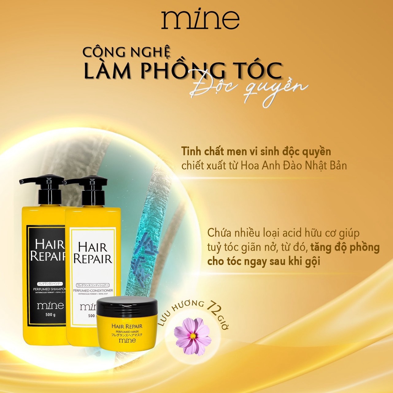 Dầu gội phục hồi hư tổn hương nước hoa Mine 500g